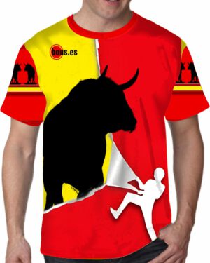 Camiseta Roja con dibujo de toro bravo